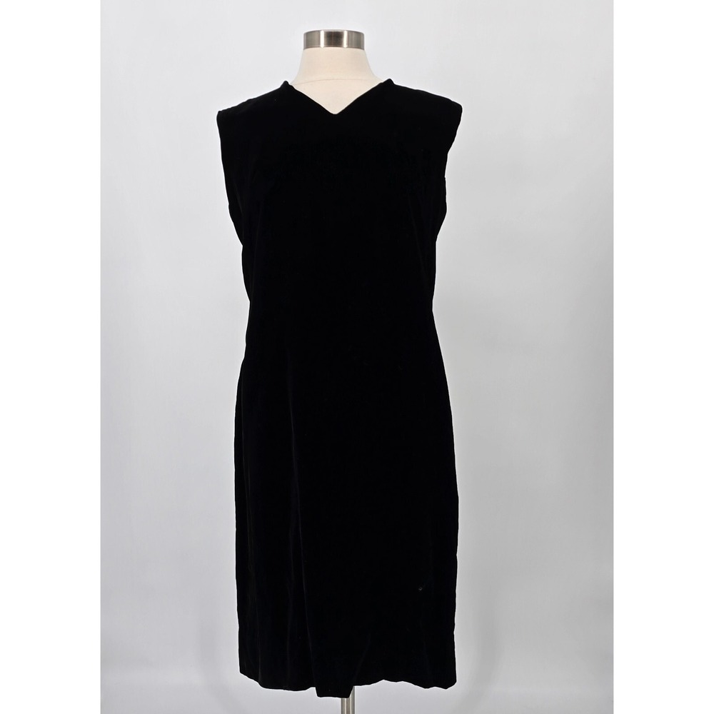 Alfred Werber Sz S/M Black Velvet Sheath Dress Sleeveless Zip Vintage Couture